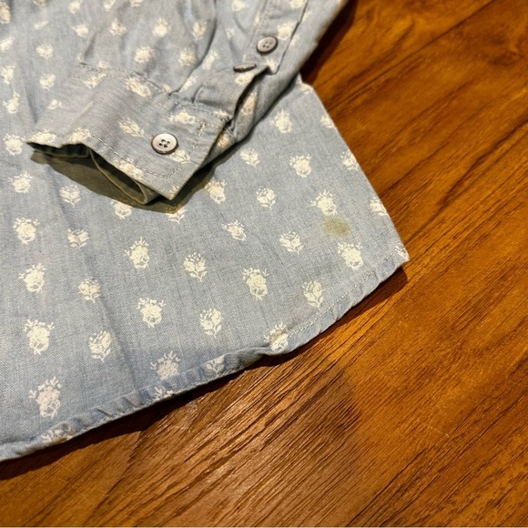 Madewell Women’s Cotton Chambray Denim Jean Light Wash Floral Button Down Shirt - Picture 5 of 8